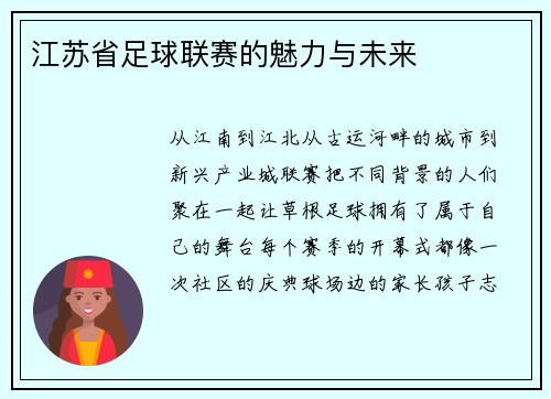 江苏省足球联赛的魅力与未来